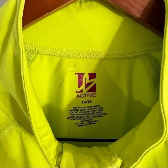 Lane Bryant Active Lime Green Half Zip Plus Size 14 16 Long Sleeve Pockets Nylon - Picture 7 of 7